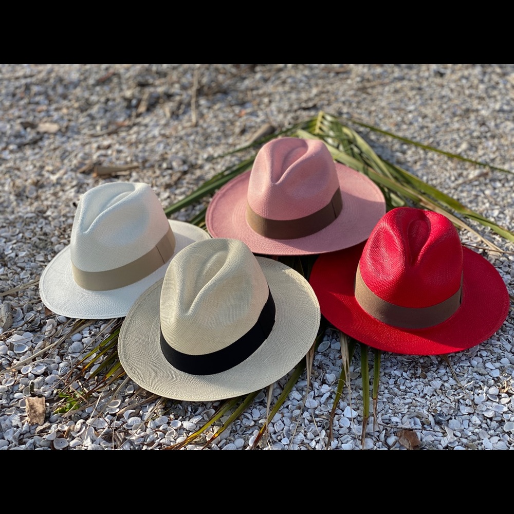 Fedora straw hat red